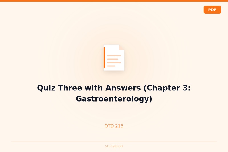 Quiz Three with Answers (Chapter 3: Gastroenterology)
