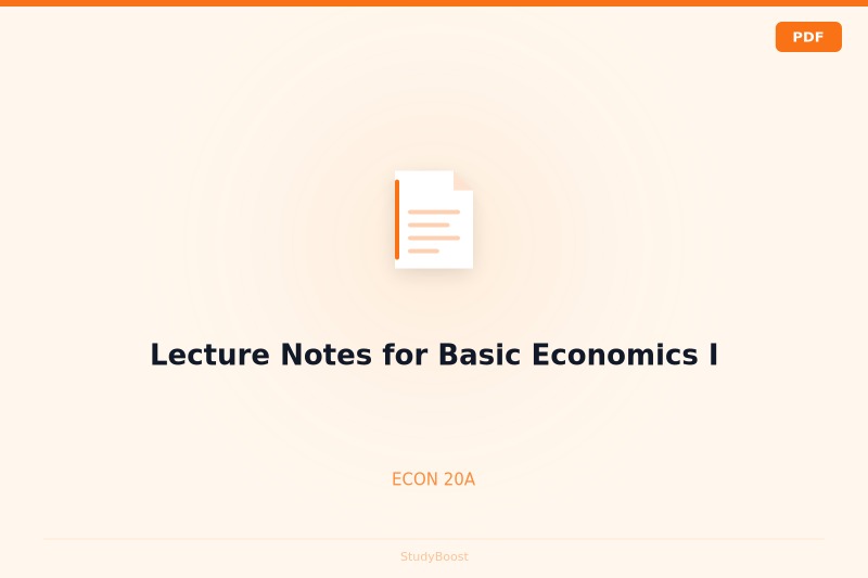 Lecture Notes for Basic Economics I
