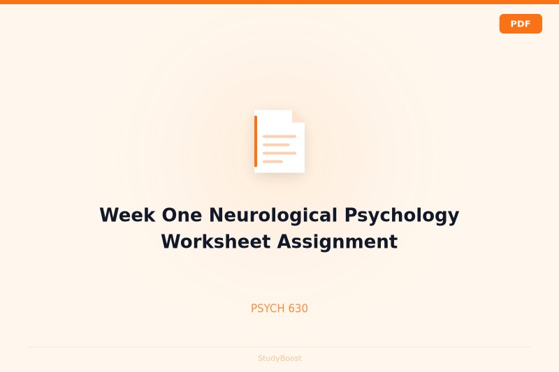 Week One Neurological Psychology Worksheet Assignment