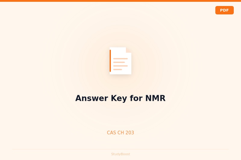 Answer Key for NMR