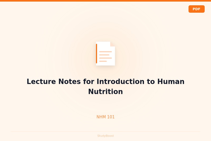 Lecture Notes for Introduction to Human Nutrition