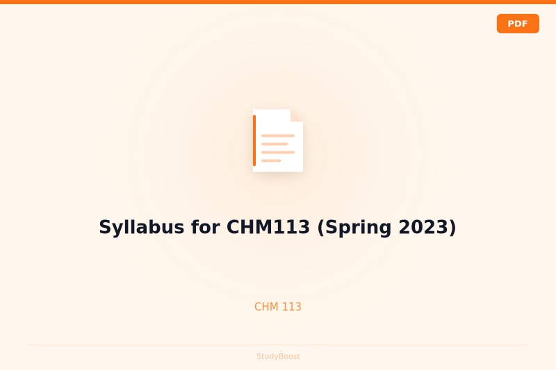 Syllabus for CHM113 (Spring 2023)