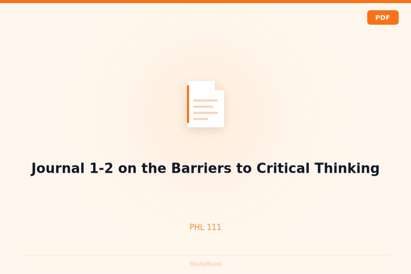 Journal 1-2 on the Barriers to Critical Thinking