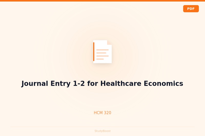 Journal Entry 1-2 for Healthcare Economics