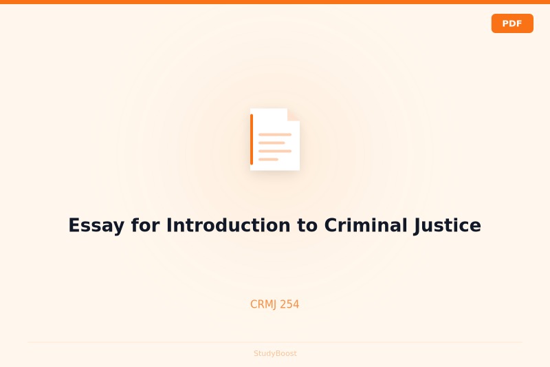 Essay for Introduction to Criminal Justice