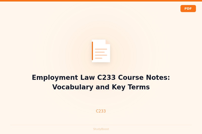 Employment Law C233 Course Notes: Vocabulary and Key Terms