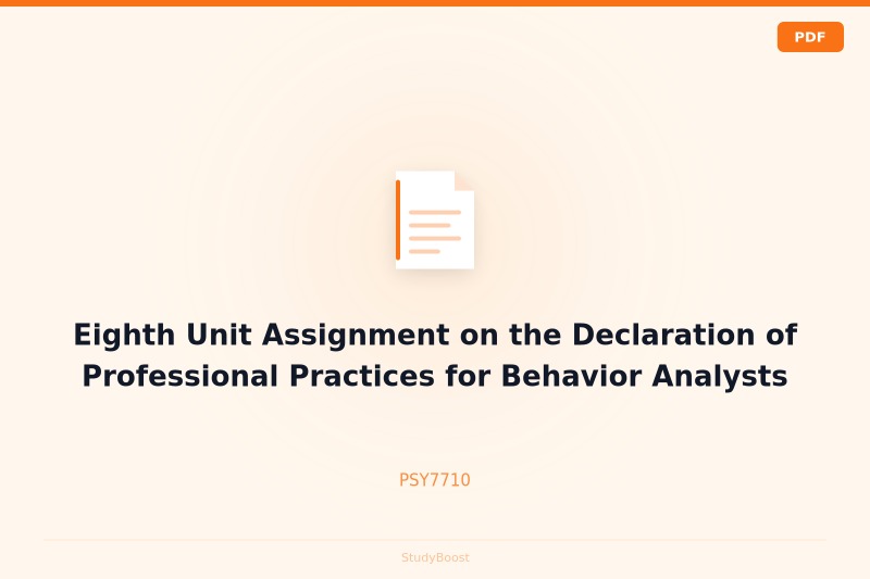 Eighth Unit Assignment on the Declaration of Professional Practices for Behavior Analysts