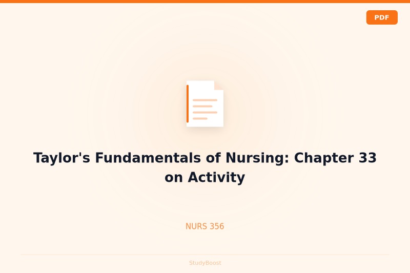Taylor's Fundamentals of Nursing: Chapter 33 on Activity