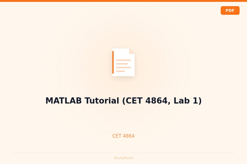 MATLAB Tutorial (CET 4864, Lab 1)