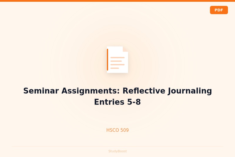 Seminar Assignments: Reflective Journaling Entries 5-8