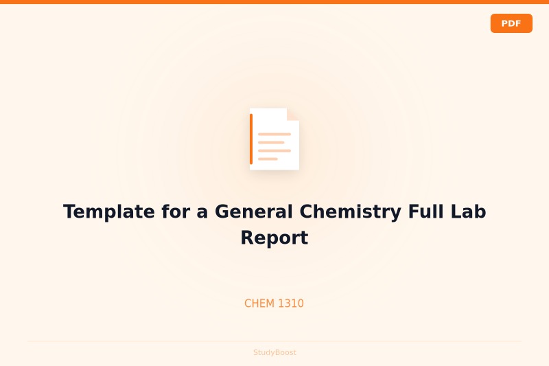 Template for a General Chemistry Full Lab Report