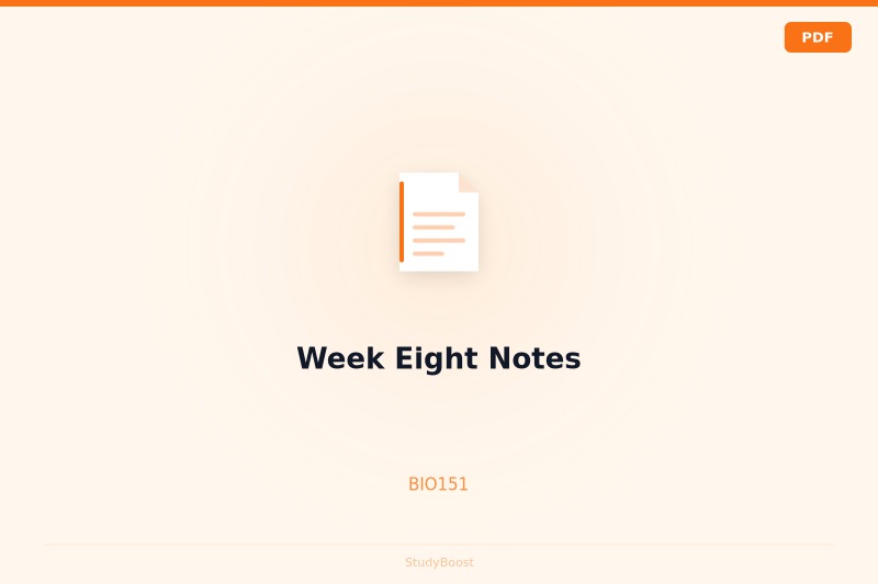 Week Eight Notes
