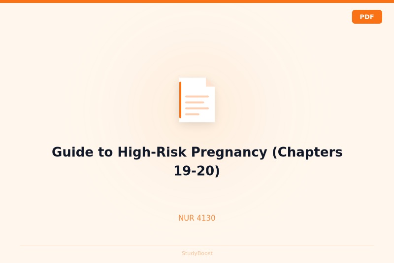 Guide to High-Risk Pregnancy (Chapters 19-20)
