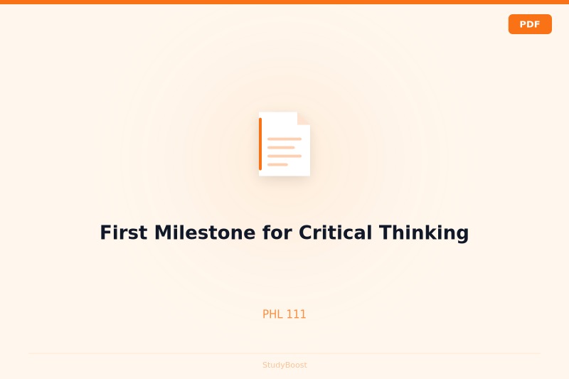 First Milestone for Critical Thinking
