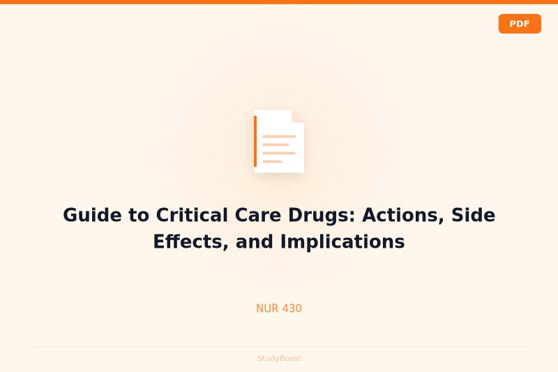 Guide to Critical Care Drugs: Actions, Side Effects, and Implications