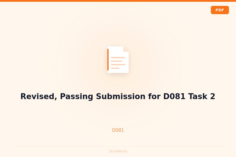 Revised, Passing Submission for D081 Task 2