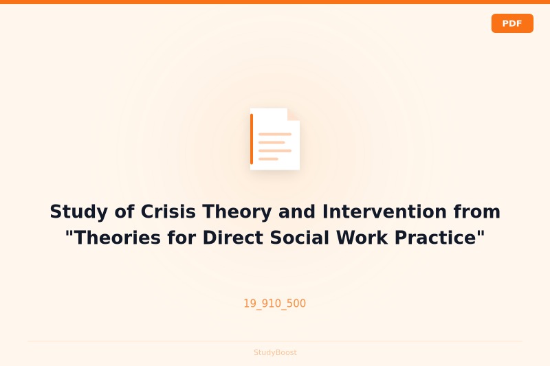 Study of Crisis Theory and Intervention from "Theories for Direct Social Work Practice"