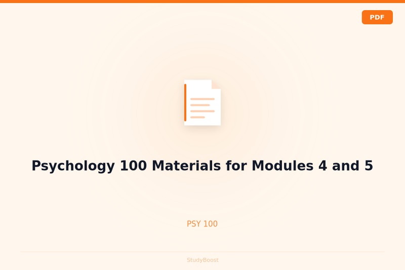 Psychology 100 Materials for Modules 4 and 5