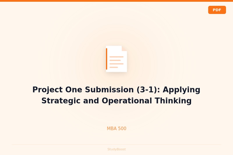 Project One Submission (3-1): Applying Strategic and Operational Thinking
