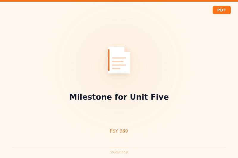 Milestone for Unit Five