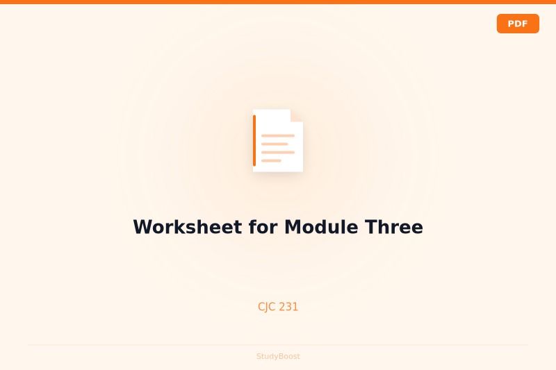 Worksheet for Module Three