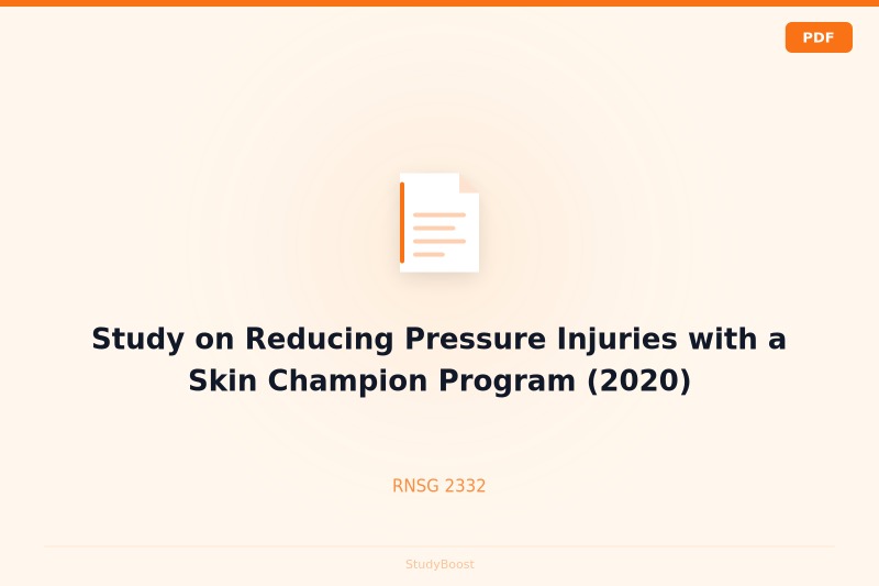 Study on Reducing Pressure Injuries with a Skin Champion Program (2020)