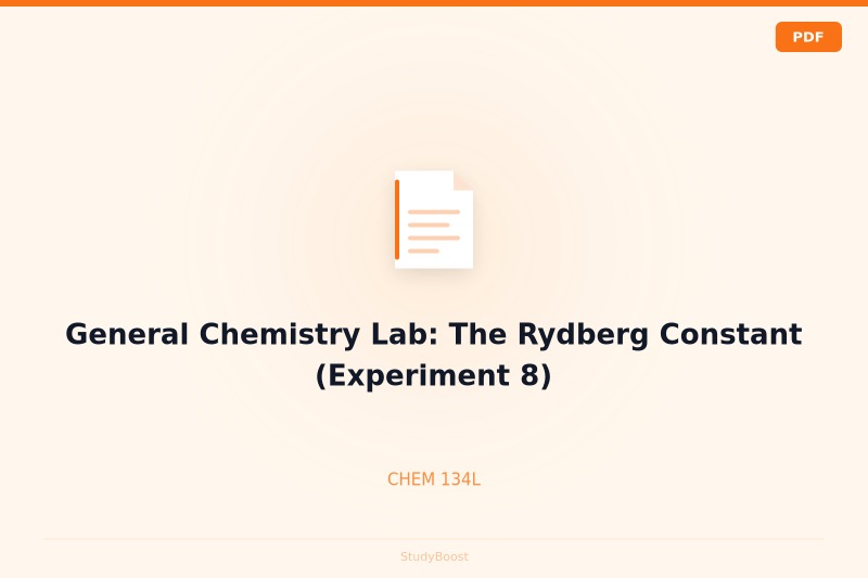 General Chemistry Lab: The Rydberg Constant (Experiment 8)
