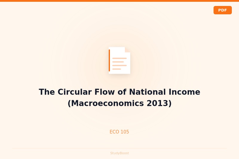 The Circular Flow of National Income (Macroeconomics 2013)