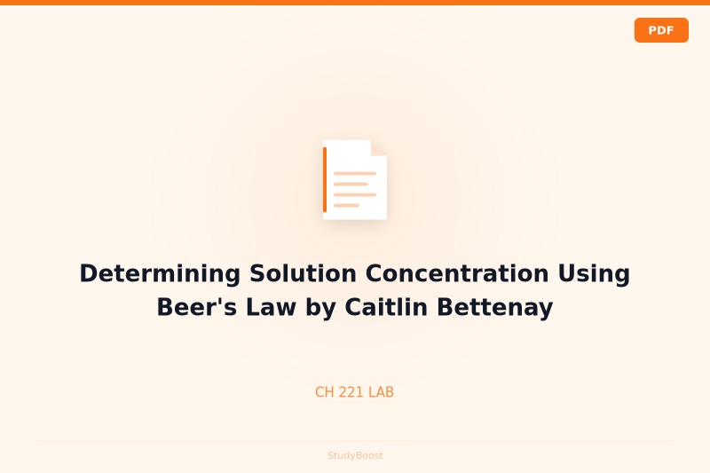 Determining Solution Concentration Using Beer's Law by Caitlin Bettenay