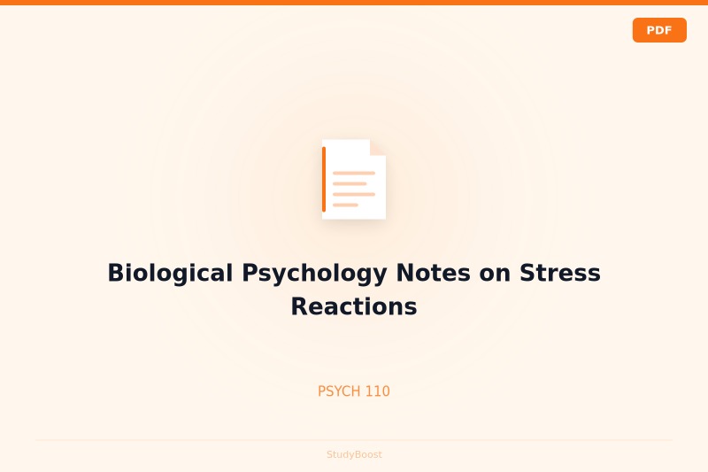 Biological Psychology Notes on Stress Reactions