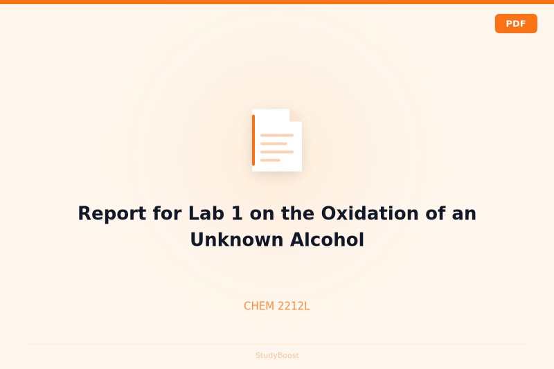 Report for Lab 1 on the Oxidation of an Unknown Alcohol