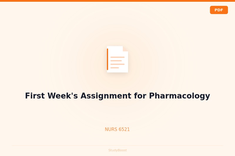 First Week's Assignment for Pharmacology