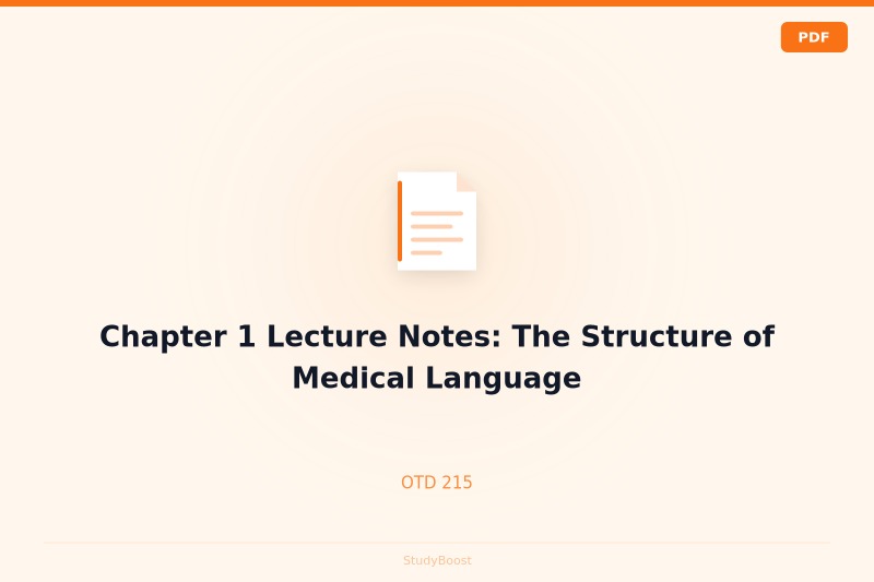 Chapter 1 Lecture Notes: The Structure of Medical Language