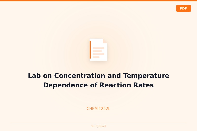 Lab on Concentration and Temperature Dependence of Reaction Rates
