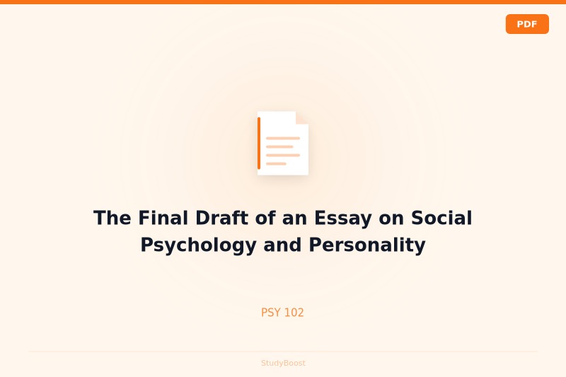 The Final Draft of an Essay on Social Psychology and Personality