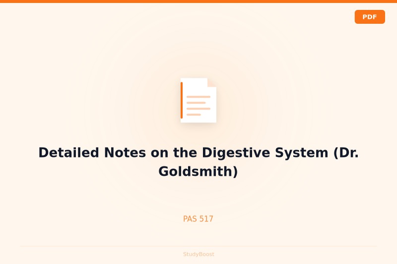 Detailed Notes on the Digestive System (Dr. Goldsmith)