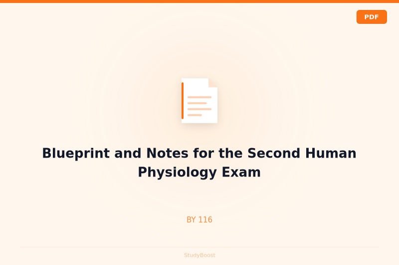 Blueprint and Notes for the Second Human Physiology Exam