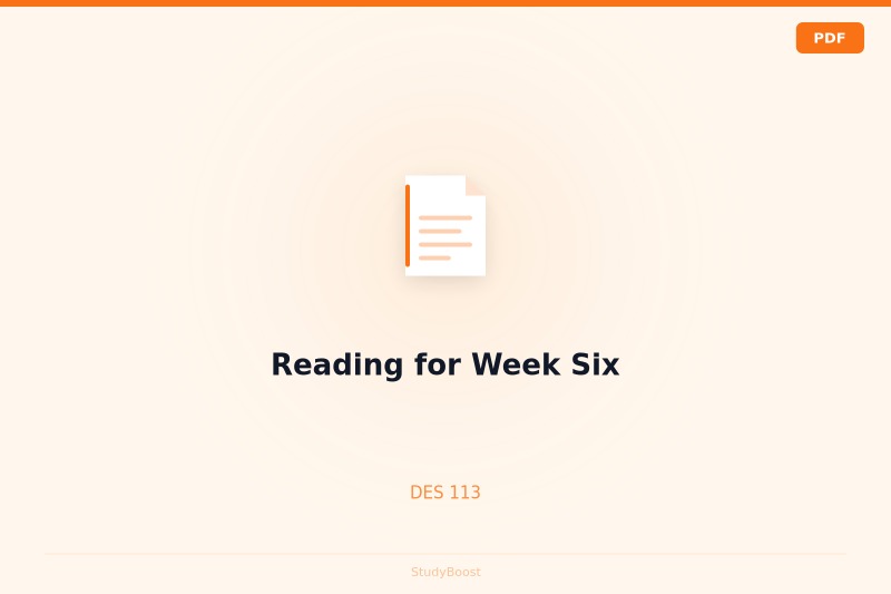 Reading for Week Six