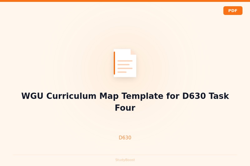 WGU Curriculum Map Template for D630 Task Four