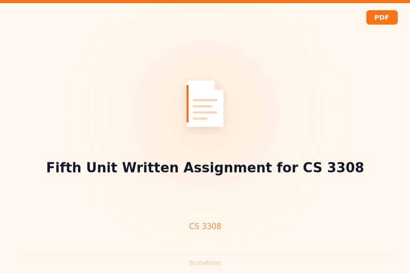 Fifth Unit Written Assignment for CS 3308