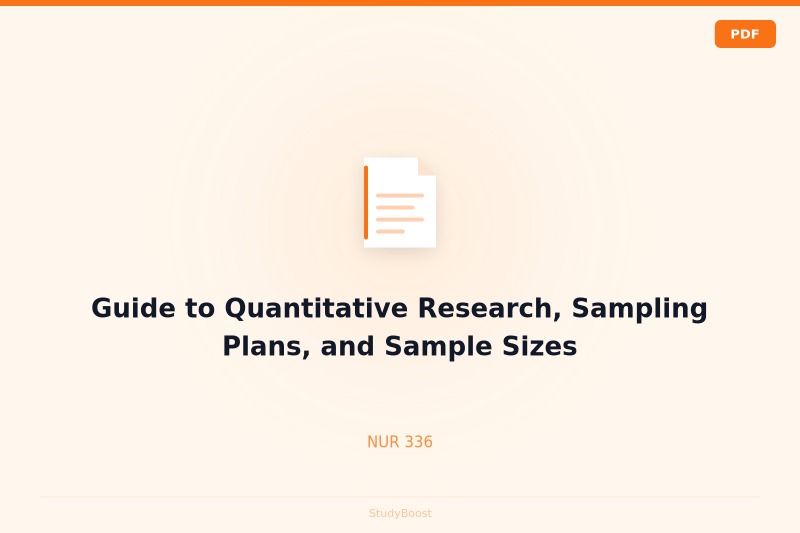 Guide to Quantitative Research, Sampling Plans, and Sample Sizes