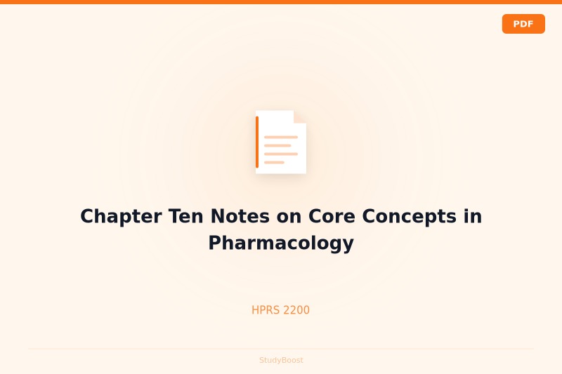 Chapter Ten Notes on Core Concepts in Pharmacology