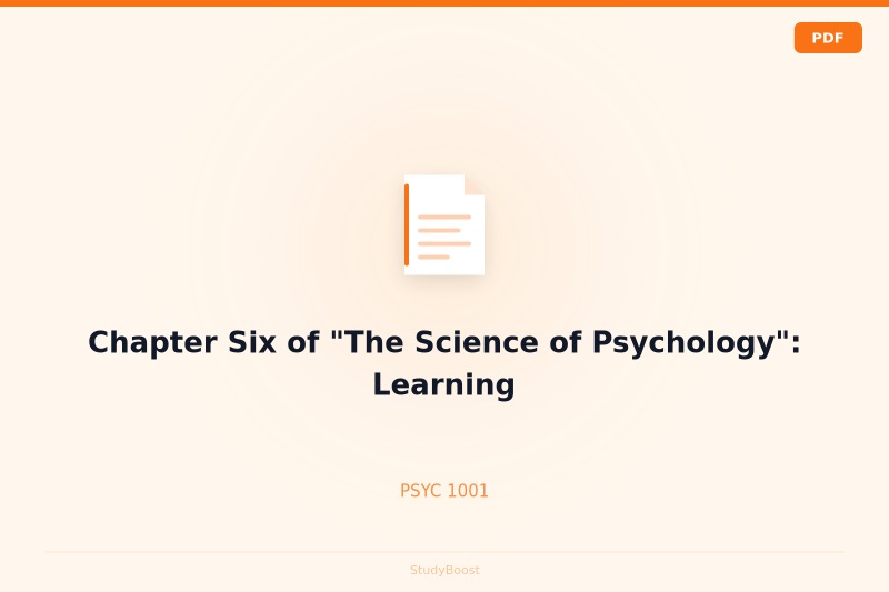 Chapter Six of "The Science of Psychology": Learning