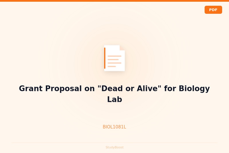 Grant Proposal on "Dead or Alive" for Biology Lab