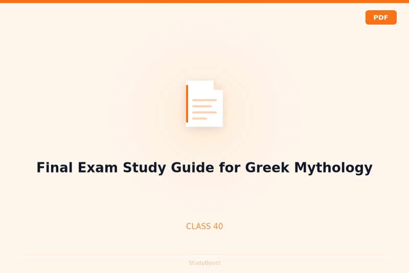 Final Exam Study Guide for Greek Mythology