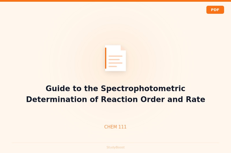 Guide to the Spectrophotometric Determination of Reaction Order and Rate Constant