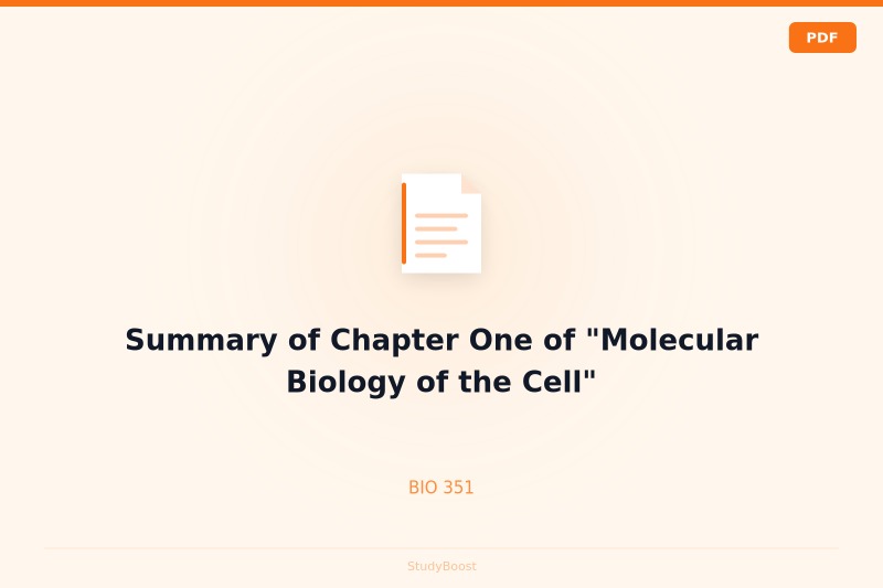 Summary of Chapter One of "Molecular Biology of the Cell"