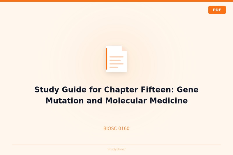 Study Guide for Chapter Fifteen: Gene Mutation and Molecular Medicine