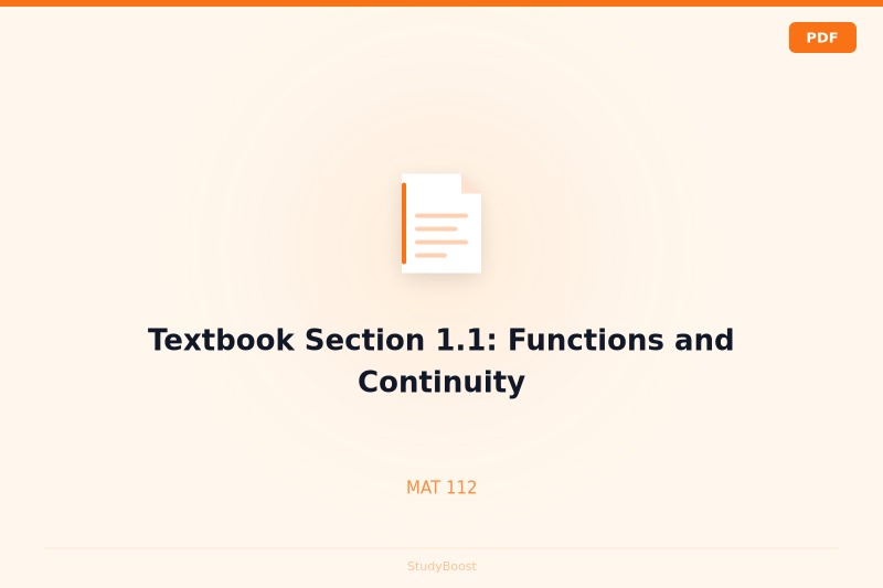 Textbook Section 1.1: Functions and Continuity