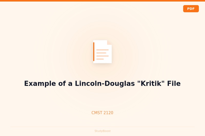 Example of a Lincoln-Douglas "Kritik" File